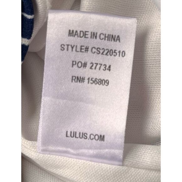 Lulus Delphi Blue and White Striped Tie-Front Strapless Romper, Size Small - Picture 16 of 16